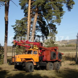 Лесовозный автопоезд Урал 55571 с манипулятором (59602C, 9047L)
